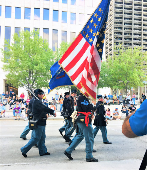 Sons of Union Veterans of the Civil War particapates in the Veterans Day Parade in Houston, Texas.